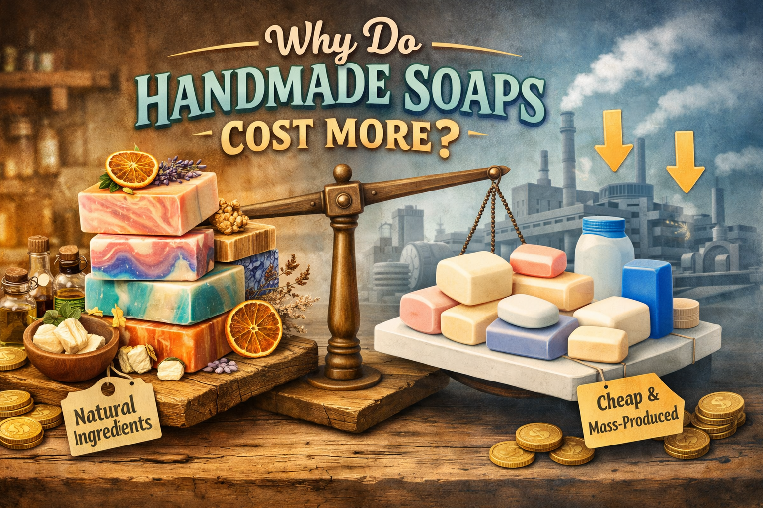 Handmade natural soap bar made with traditional fats, styled simply for gentle skincare