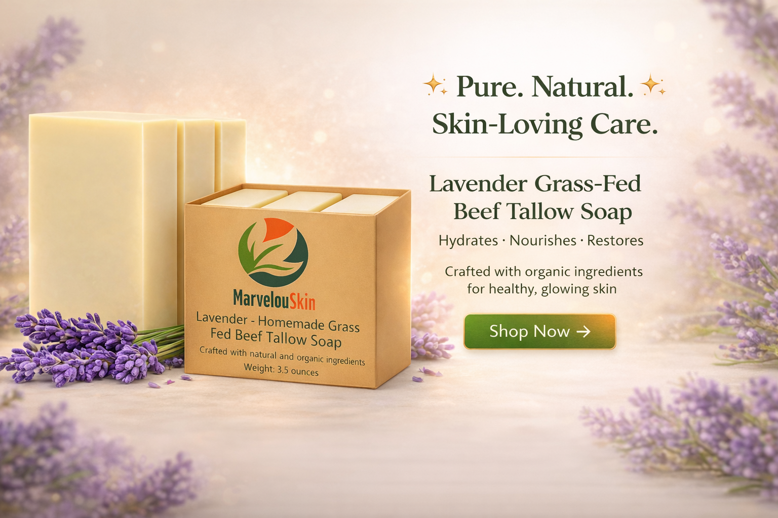 Lavender Grass Fed Beef Tallow Soap