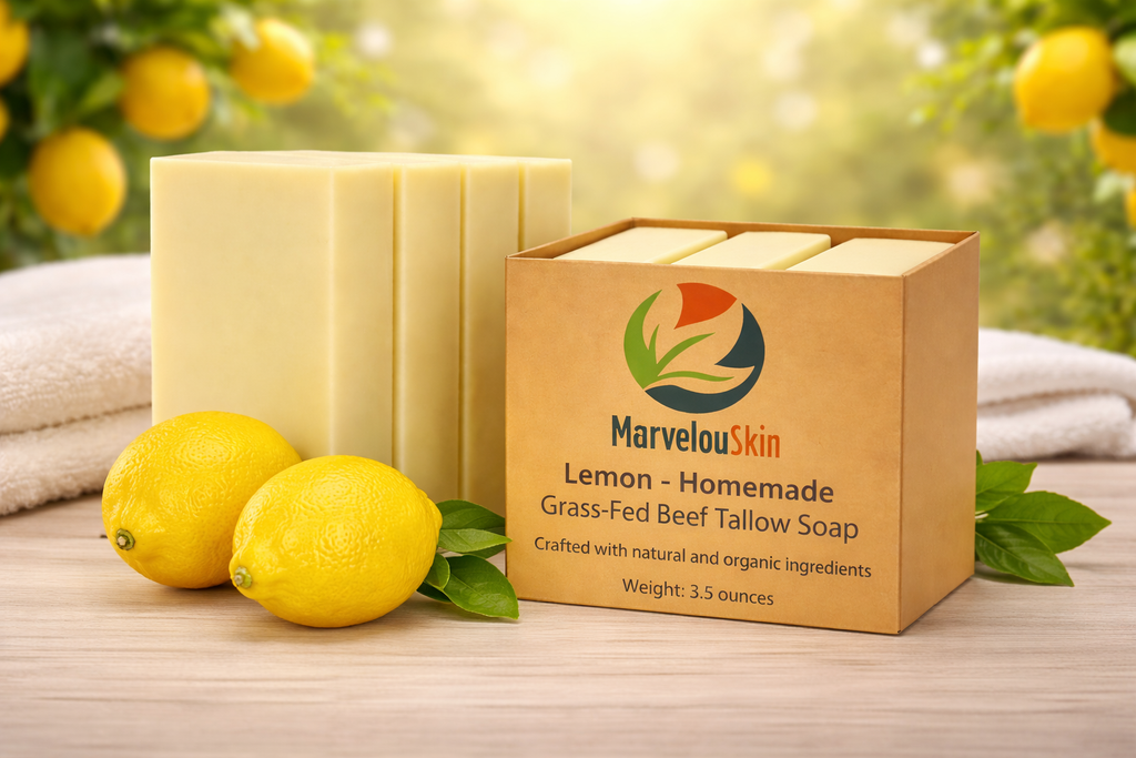 Lemon - Homemade Grass Fed Beef Tallow Soap