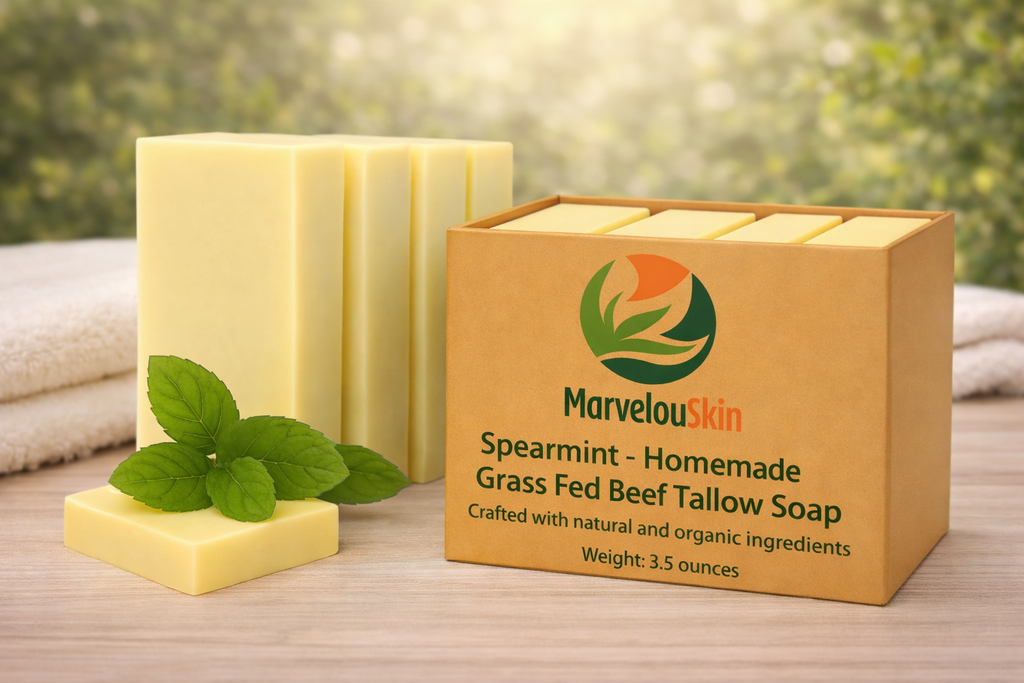 Spearmint Homemade Grass Fed Beef Tallow Soap